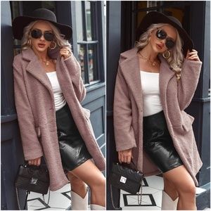 Cozy Button Teddy Trench Coat Jacket